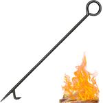 Fire Poker for Fireplace. Heavy Duty Fireplace Poker. Wrought Iron Steel Fire Pit Poker. Rust Resistant Black Finish Fire Poker for Fire Pit. Outdoor and Indoor Fireplace Fire Pit Tools. (40 in)