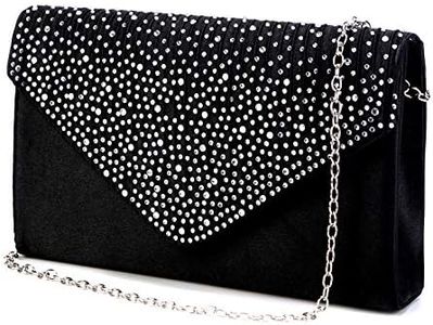 Nodykka Women Evening Envelope Handbag Party Bridal Clutch Purse Shoulder Cross Body Bag Black Size: One Size