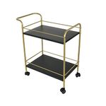 DECOWORLD|| Premium Metal Kitchen Serving Trolley with Wheels|| Barcart Trolley, Serving Trolley, Utility Cart with Wheels for Kitchen, Dining Room, bar or Living Room (Black and Gold)