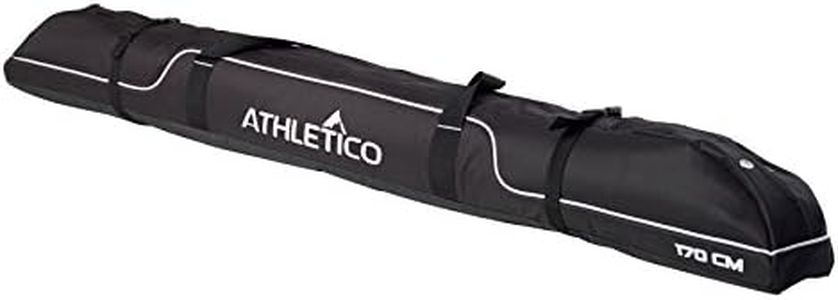 Athletico Diamond Trail Padded Ski Bag - Single Ski Travel Bag to Transport Skis (Black, 185cm)