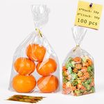 ATBCHS Flat Bottom Cellophane Bags 100Pcs Treat Bags with Ties 2 Sizes Cellophane Gift Bags Clear Goodie Bags for Packaging Favor Cookie Candy Gift Wrapping