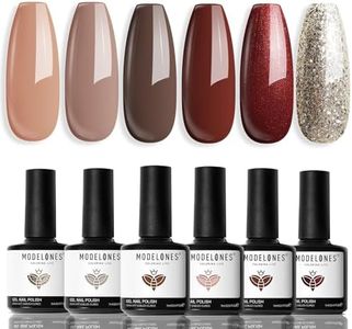 modelones Gel Nail Polish Set, 6 Colors Fall Winter Nude Brown Gel Polish Kit Glitter Champagne Gold Burgundy Wine Dark Red Nail Polish Soak OFF LED Manicure Nail Art DIY Home Salon Gift for Women