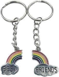 Promotech Rainbow Best Friends Set of 2 Metal Key Rings for Girls Women Best Friends, silver, W5L5