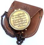 Neovivid Brass Compass Engraved with Thoreau's Go Confidently Quote and Stamped Leather Case, Boy Scouts Gifts