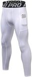 LNJLVI Men's Compression Pants Sports Workout Leggings Baselayer Tights (Sports Pants White,M)