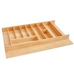 Rev-A-Shelf Trim-to-Fit Silverware Drawer Organizer For Kitchen Utensils, Cutlery Cabinet Storage Divider Insert, 33" x 22", Maple Wood, 4WUTCT-36-1