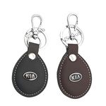 VS Club Car Keychain/Stylish Leather And Metal Key Chain For Car (K) With Your Car Brand Logo (COMBO_BLACK_BROWN) (COMBO 2 QTY)