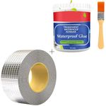 Fletix Leakage Repair Water Proof Duct Tape For Pipe Leakage & Transparent Waterproof Glue Repairing Super Strong Bonding Sealant Invisible Waterproof Agent (2"in X 5m Tape + 300gm Glue, 01)