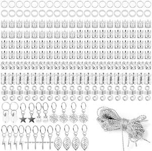 XCZYN Hair Jewelry for Braids Hair Dreadlock Adjustable Cuffs Hair Clips Pearl Pendant Metal Rings Extensions Decorations Locs Charm Spring Twists Accessories for Women and Girls (253Pcs, Silver)