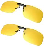 BLUE CUT Clip on Polarized Night Vision, Driving Sunglasses UV 400 Blocker To Wear Over Prescription Glasses, Yellow-2pack