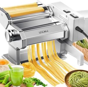NEWTRY Electric Pasta Maker Machine Noodle Making Dough Roller Press with Detachable Motor 0.2-0.5mm Dough Sheet Thickness Adjustable 1.5mm Pasta 6mm Fettuccine Cutter 110volt for Home Use