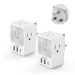 UK Plug Adapter, TESSAN Canada to UK Power Adapter with 4 Outlets 3 USB Charger (1 USB C Port), Type G Travel Adaptor for Canada to England British Ireland Scotland Dubai, 2 Pack