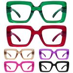 Eyekepper Women's Reading Glasses Metalless Screwless Spring Hinges 6 Pack Ladies Oversized Square Thick Frame Readers - Mix +3.5