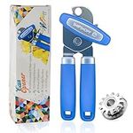 ShipShopp Can Opener - High Grade Stainless Steel Can Openers That Work with Non Slip Handle - Extra Sharp Cutting Blade - Heavy Duty Tin Opener for Arthritis Hands with Magnetic Lid Lifter – Blue