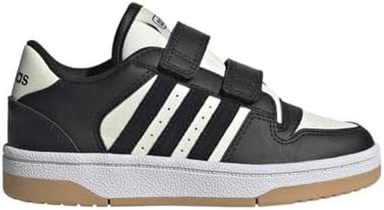 adidas Turnaround Elastic Lace Basketball Sneaker, Black/Black/Cloud White, 2 US Unisex Little Kid