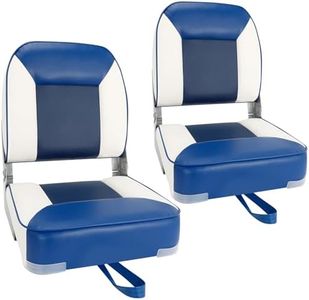 Boat Seats 2 Pack, Skureay Low/High Back Fishing Folding Boat Seat Waterproof Captain Boat Chair，Boatseat 2 Pack Suitable for Jon/Pontoon/Canoe/Bass Tracker Boat seats-UNIQUE Color Design (Blue/White)