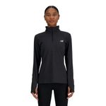 New Balance Women's Sport Essentials Space Dye Quarter Zip, Black Heather, Large