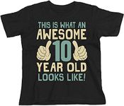 10th Birthday Gift - This is What an Awesome 10 Year Old Looks Like - Boys Girls Kids Organic T-Shirt (9/11 Years, Black)