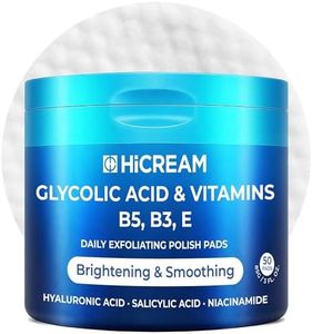 Hicream Glycolic Acid Pads, Dual-Textured Facial Exfoliating Toner for Pore Care & Skin Radiance, Deep Cleansing Peel with Niacinamide, Salicylic Acid & Vitamins E, B3, B5 (50 Pads)