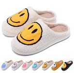 Cute Smile Slippers for Women Men,Happy Face Slippers Cozy Plush Preppy Slippers Warm Slip-on House Slippers Indoor Outdoor