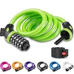 Opaza Bike Locks with 5-Digit Code, 1.2M/4feet Bicycle Combination Cable Lock, Lightweight & Security Bike Chain Lock for Bicycle,Mountain Bike,Electric Bike,Scooter - Green