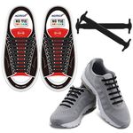 Homar Adult Elastic Athletic Flat No Tie Shoelaces - Best in Sports Outdoors Fan Shop Footwear Shoelaces - Once and for All Silicon Shoe Laces Perfect for Sneaker Boots Oxford and Casual Shoes - Black