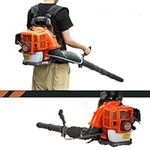 Backpack Leaf Blower-Gas Powered 2-Stroke Engine[63CC] Grass Lawn Blower[665CFM] Air Volume Snow Blower 1.7L Fuel Tank Powerful Wind Backpack Snow Blower for Lawn Care Road Cleaning