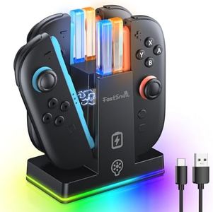 FASTSNAIL Charging Dock for Nintendo Switch 2(2025) for Joy-Con 2, Dual-Direction Magnetic Fast Controller Charger Station with 9 RGB Light & Charging Cable for Joycon 2 Stand Accessories (Black)