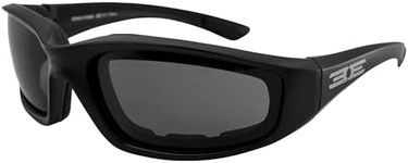 Epoch Eyewear Foam Padded Motorcycle Sunglasses Riding Glasses Z87+ Safety Glasses (Black-Smoke)