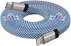 Magtame Magnetic iPhone Charger Cable 1.5M, USB C to Lightning Cable MFi Certified, Nylon Braided Cable Fast Charging Compatible with iPhone 14/13/12/11 Pro Max/XS MAX/XR/XS/X/8/7/Plus/SE Flat Blue