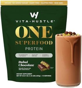 VitaHustle ONE Vegan Protein Powder, Dubai Chocolate - 20g Plant Protein Meal Replacement with 86+ Superfoods & Greens, Probiotics + No Bloat Digestive Blend - Dairy Free, Gluten Free (15 Servings)