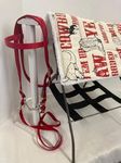 Party Ponies Miniature Horse/SM Pony Saddle Blanket PAD Set - 22" Cowboy Print Canvas, RED Bridle - Free BIT (Style Varies)