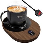 Coffee Mug Warmer Upgraded,MQUPIN Coffee Cup Warmer Coaster for Desk (45℃/ 55℃ /65℃/75℃ /85℃), 5 Gears Temperature 1-12H Timing Auto Shut Off Touch Gravity Electric Beverage Heater for Tea Milk Brown