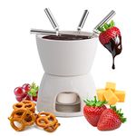 joeji's Kitchen 7 in 1 Chocolate Fondue Set - Complete Cheese Fondue Sets with Fondue Pot Candle & 4 Forks - Non Electric Fondue Set Heated with a Tealight - Dishwasher-Safe Fondue Mug