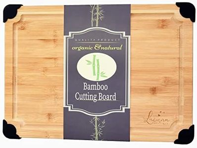 Extra Large Organic Bamboo Cutting Board with Non-Slip Grip and Juice Grooves; Wood Cutting Board for Kitchen, Serving Tray for Meat, Cheese, and Vegetables; Chopping Board and Butcher block