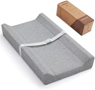 Blissful Diary Contoured Baby Changing Pad with Removable & Washable Cozy Cover, Baby Changing Table Pads with Waterproof Lining Foam and Non-Slip Bottom, Gray