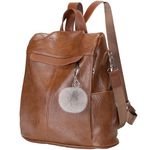 Puwuzixi Women Backpack Waterproof Anti-Theft Lightweight PU Fashion Travel Multipurpose Convertible Purse Shoulder Bag Handbag Backpack（Brown）