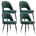 Wahson Velvet Dining Chairs Set of 4 Side Chairs Kitchen Corner Chairs with Metal Legs, Modern Leisure Chairs for Dining Room/Living Room, Green