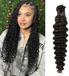 16 Inch Human Braiding Hair for Boho Braids Deep Wave Human Hair Bundles Human Hair Bulk Braid Extensions For Micro Braid No Weft Knotless Boho Braid Hair