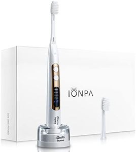 IONPA DP Pearl White Home Premium USB Rechargeable Ionic Power Electric Toothbrush, Brushing Timer, 4 Modes, 2 Soft Extended Filament Brush Heads Made in Japan, by IONIC KISS YOU, hyG, DP-111PW