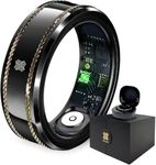 Pachira Smart Ring, Dual 14K Gold Inlays, Fitness/Sleep/Stress/Heart Rate/SpO2 Tracker, No App Subscription, 7-Day Battery Life, Size Before You Buy, Black (US Size 11.25)