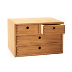 KIGIREN Wood Desktop Organizers with Drawers Home Workspace Office Supplies Wooden Storage Box Shelf Case Hold Makeup Box with 4 Drawers Natural
