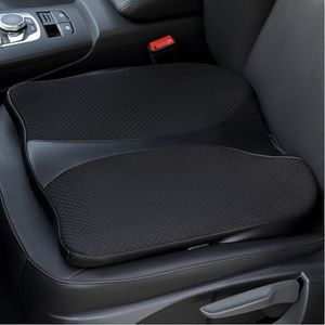 QYILAY Coussin de siège auto en mousse à mémoire de forme pour adulte, pour augmenter la hauteur et le confort, soulager la sciatique, le coccyx et les douleurs dorsales, noir