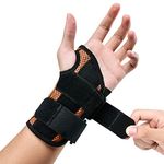 ABYON Wrist Brace Copper Infused Carpal Tunnel Wrist Brace, Wrist Support for Arthritis, Tendonitis, Sprain, Repetitive Strain, Day Wrist Splint for Men Women (Black-orange, Left S/M)