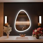 LUPPRA LED Mirror for Bathroom, Washbasin and Office, 18x24 inch Wall Mounted Elliptical Mirror with LED/3 Color Light (Warm, White & Natural Light) Brightness Adjustable