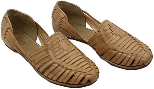Macarena Collection Sandals women Huarache Sandal Colorful Leather Mexican Style Color Tan 2120, Tan, 9