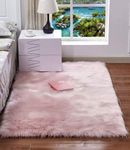 HARESLE Washable Faux Fur Rug Fluffy Carpet Sheepskin Rugs for Bedrooms Home Mat 3 by 2 Rug, Pink/2x3 feet