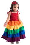 Visionbyankita's Girl's Rainbow Smocked Tiered Dress (6-7 Years)