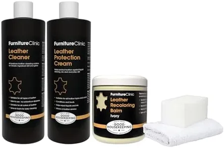 Furniture Clinic Leather Complete Restoration Kit | with Leather Recoloring Balm, Cleaner, 2-in-1 Protection Cream & Conditioner, Sponge, and Cloth | Leather Repair Kit for Furniture (Ivory)