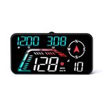 AMROOLOO Large Screen Car Head up Display, KM/H and MPH, GPS Speedometer, with Speed Reminder and Fatigue Driving Reminder, Suitable for All Vehicles